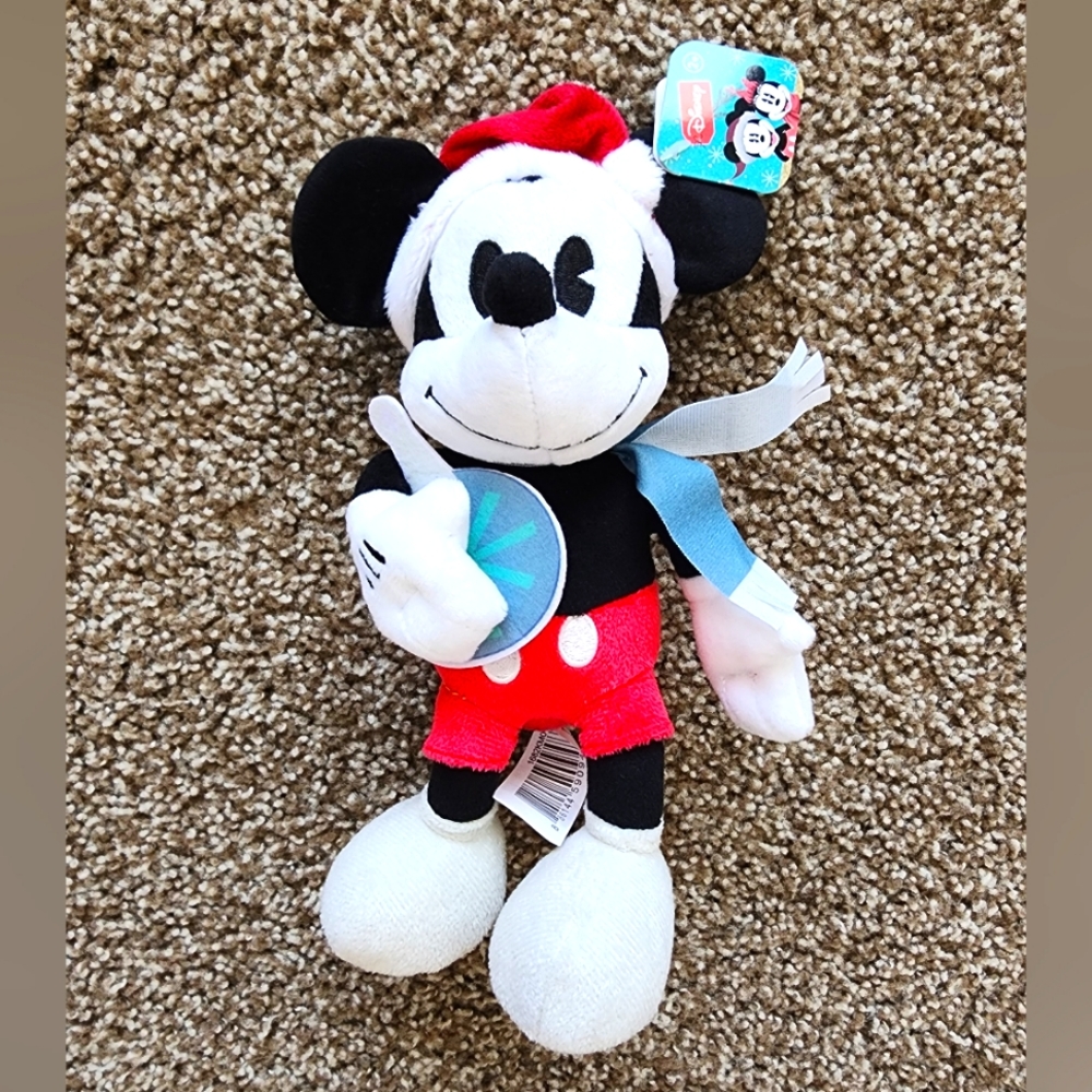 DISNEY Mickey Mouse Christmas Holiday Childs Toy Plush stuffed animal 10"
